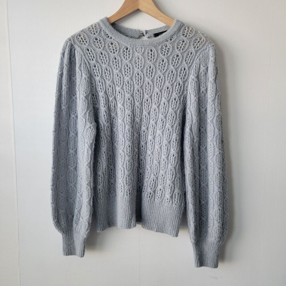 j crew BD619  sweater  womens size M Balloon-sleeve cable-knit